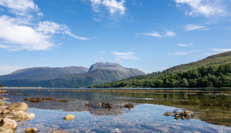 Ben Nevis rising above the surrounding Scottish Highlands.